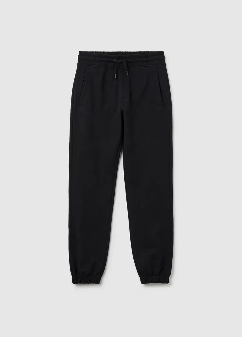 OVS, Pantaloni Jogger Da Ragazzo In Puro Cotone Nero Regular Fit, Bambino, Nero, Taglia: 10-11