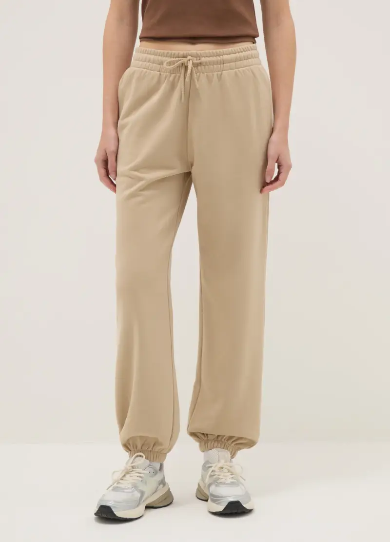 Pantaloni Jogger In Misto Cotone Beige Regular Fit, Donna, Beige miniatura 2