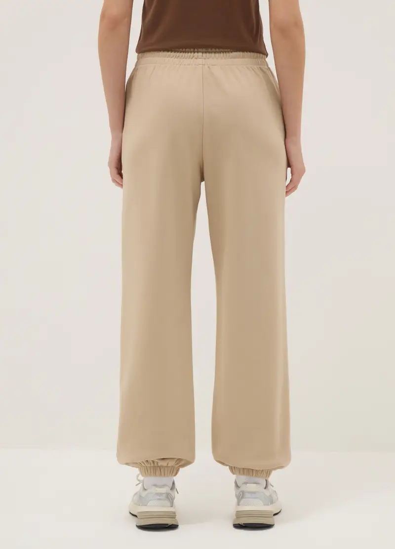 Pantaloni Jogger In Misto Cotone Beige Regular Fit, Donna, Beige miniatura 3
