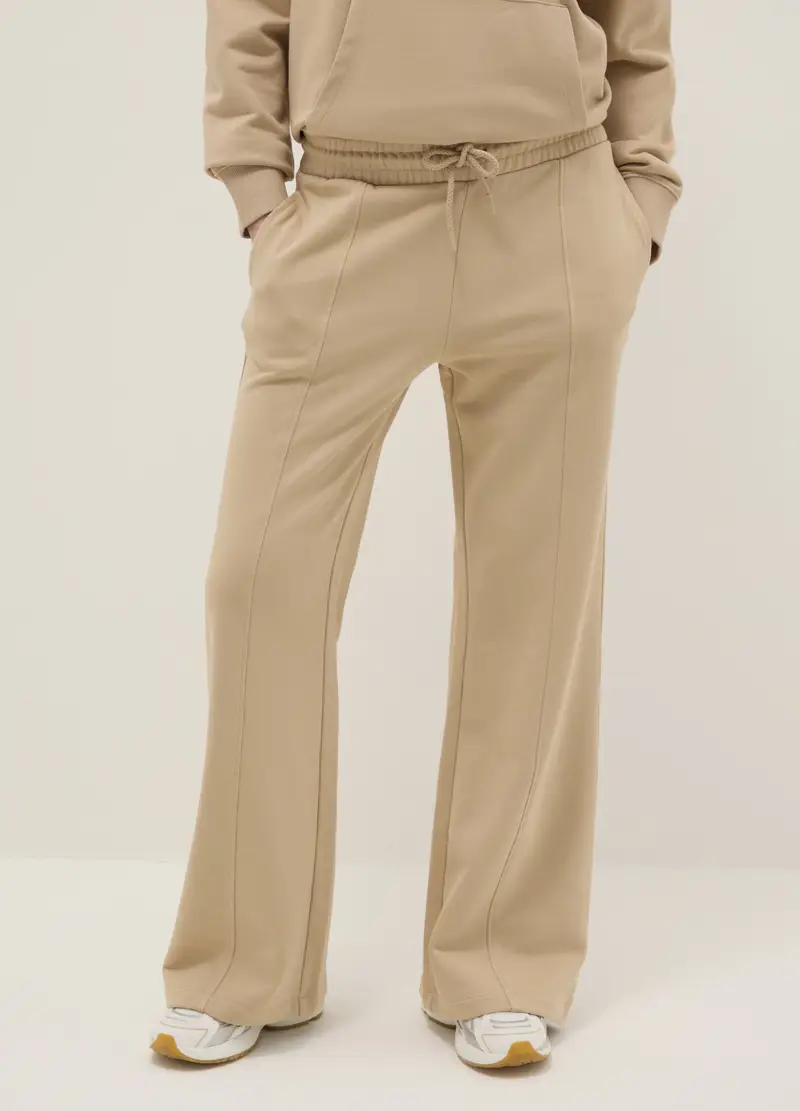Pantaloni Jogger In Misto Cotone Beige Regular Fit, Donna, Beige miniatura 2