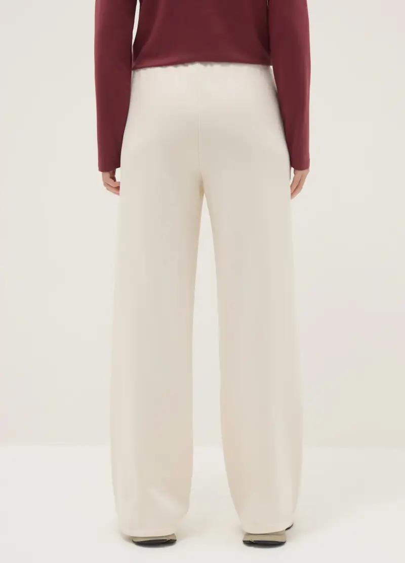 Pantaloni Jogger In Misto Cotone Bianchi Regular Fit, Donna, Bianco miniatura 3