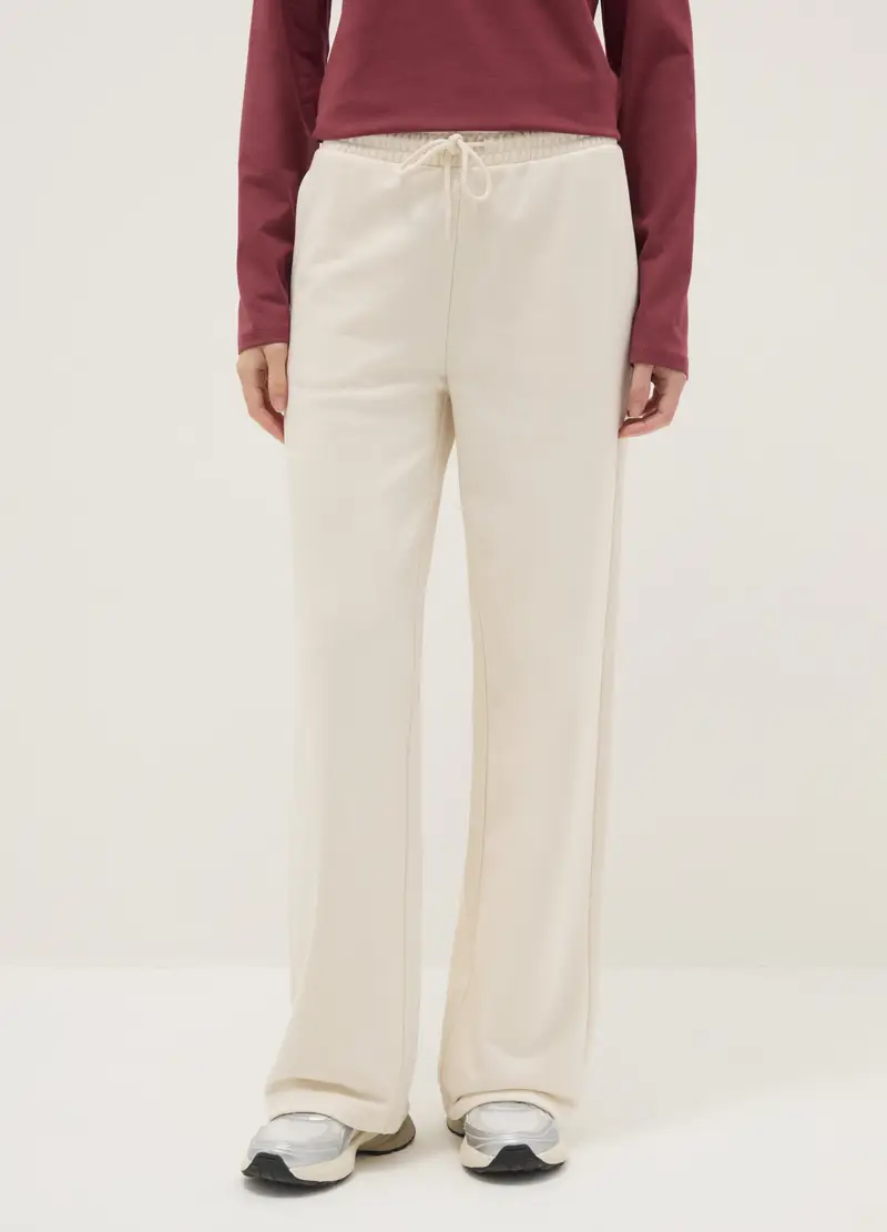 Pantaloni Jogger In Misto Cotone Bianchi Regular Fit, Donna, Bianco miniatura 2