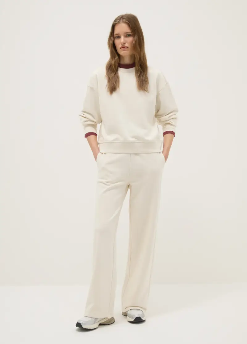 Pantaloni Jogger In Misto Cotone Bianchi Regular Fit, Donna, Bianco