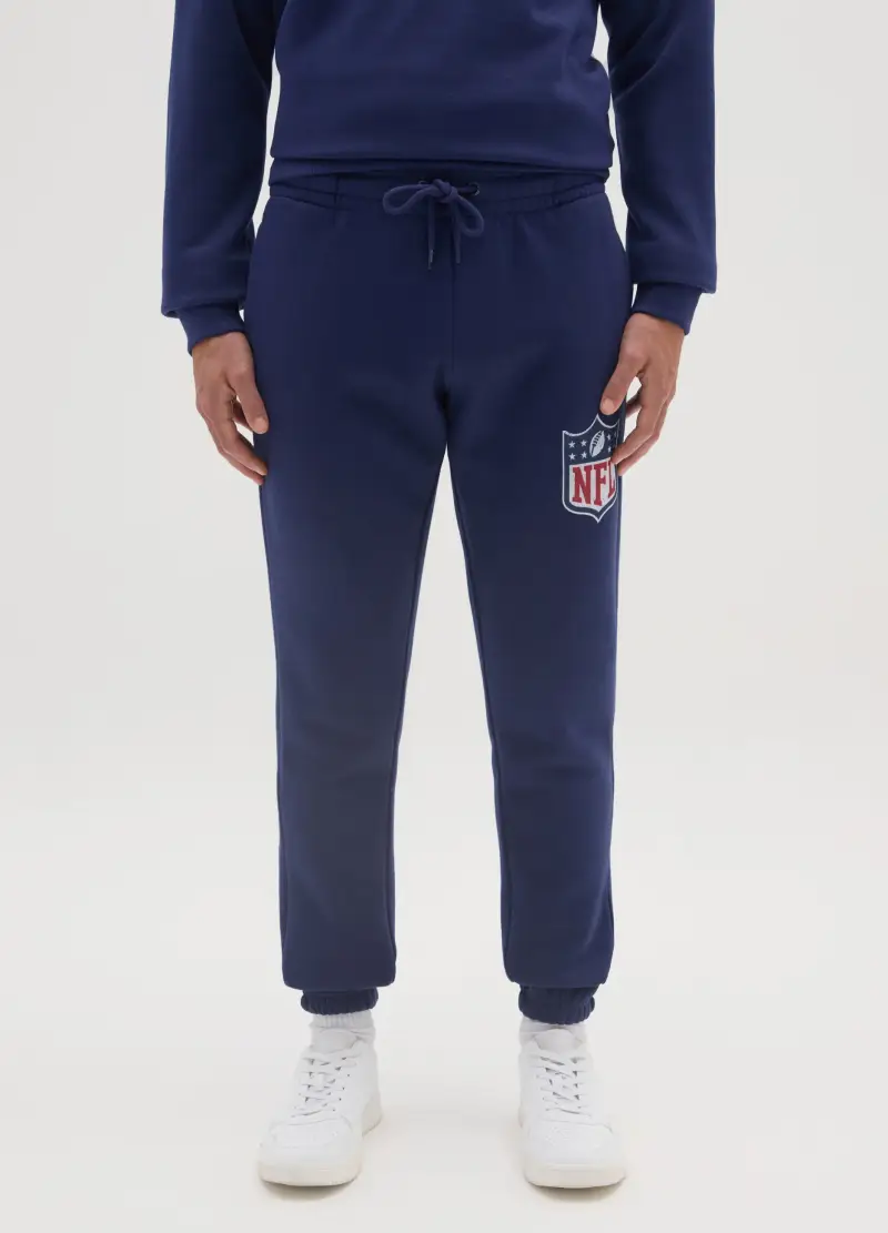 Pantaloni Jogger In Misto Cotone Blu Regular Fit Con Logo Nfl, Unisex, Blu miniatura 2