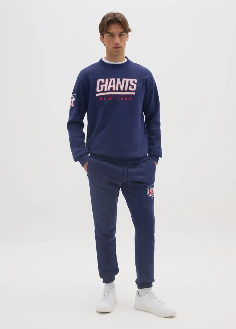 Pantaloni Jogger In Misto Cotone Blu Regular Fit Con Logo Nfl, Unisex, Blu