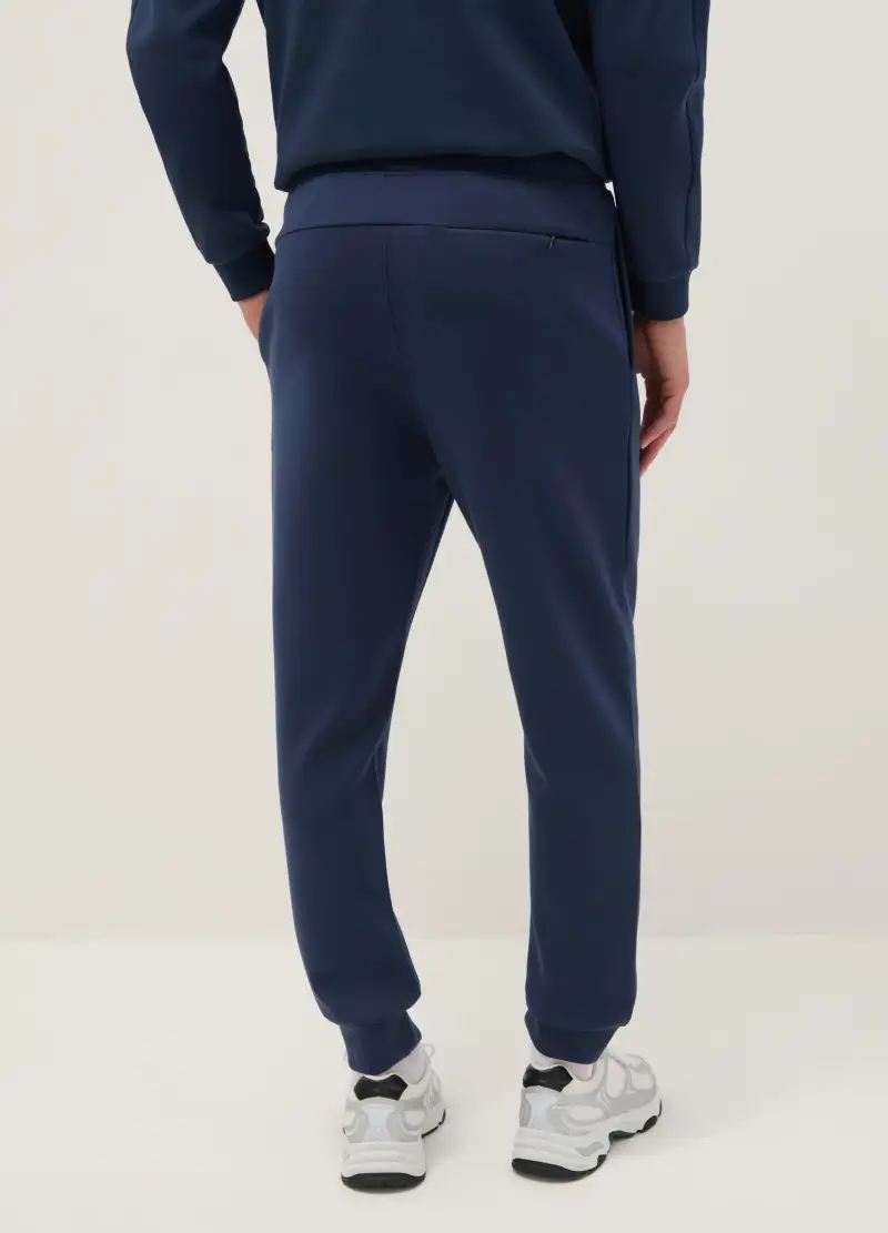 Pantaloni Jogger In Misto Cotone Blu Regular Fit, Uomo, Blu miniatura 3