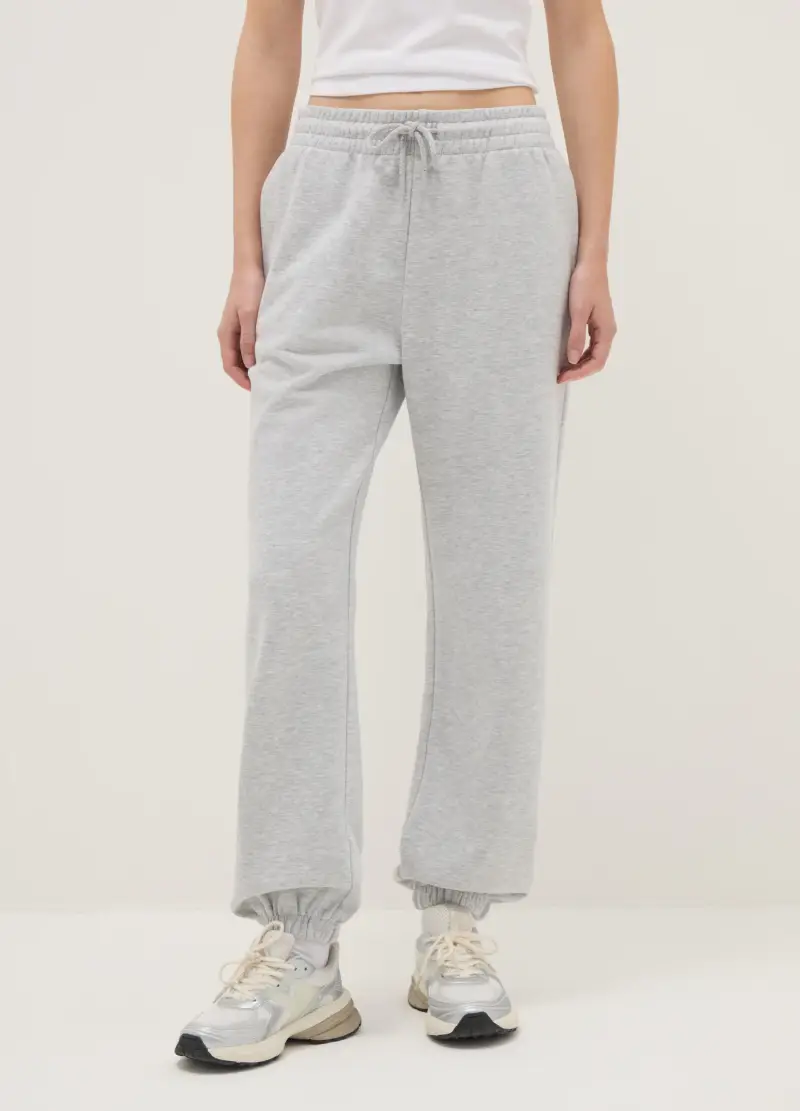 Pantaloni Jogger In Misto Cotone Grigi Regular Fit, Donna, Grigio miniatura 2