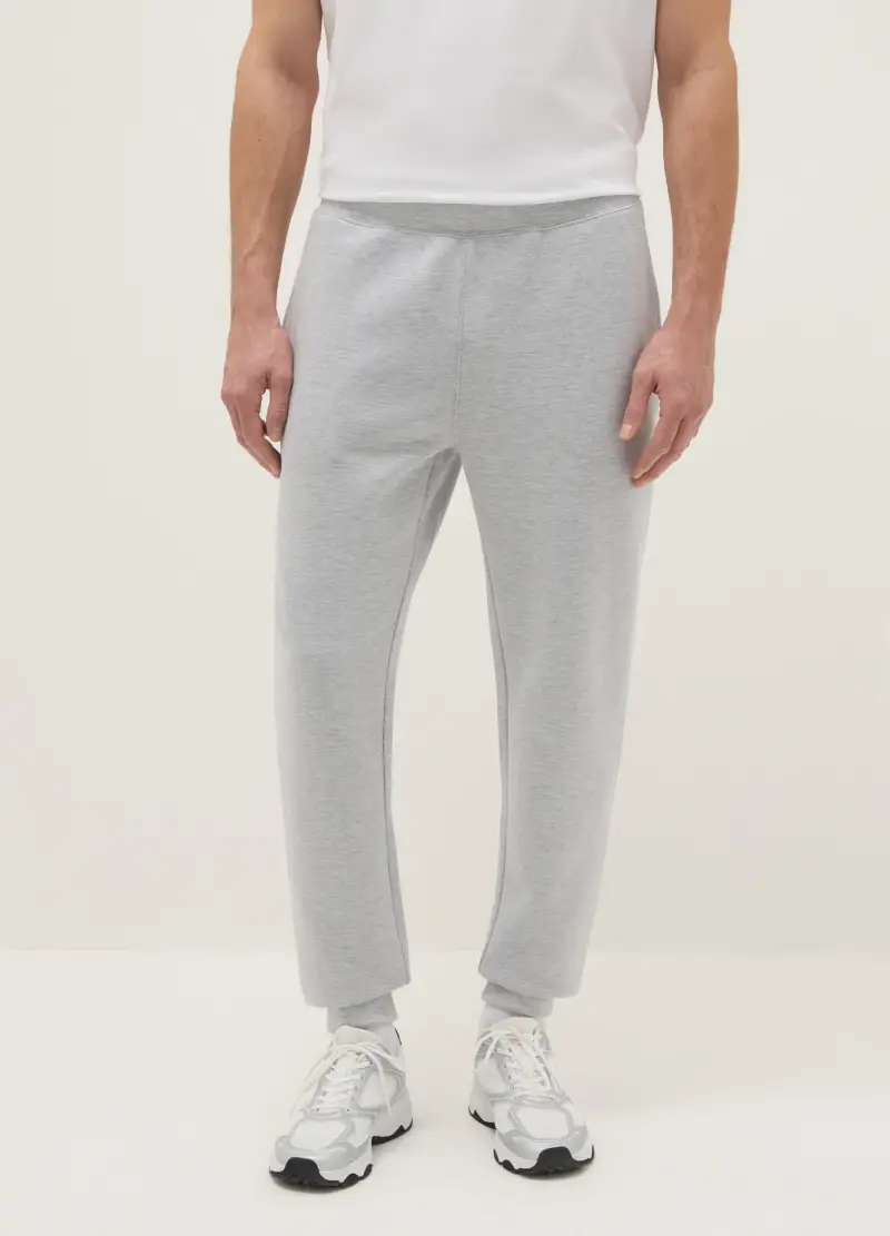 Pantaloni Jogger In Misto Cotone Grigi Regular Fit, Uomo, Grigio miniatura 2