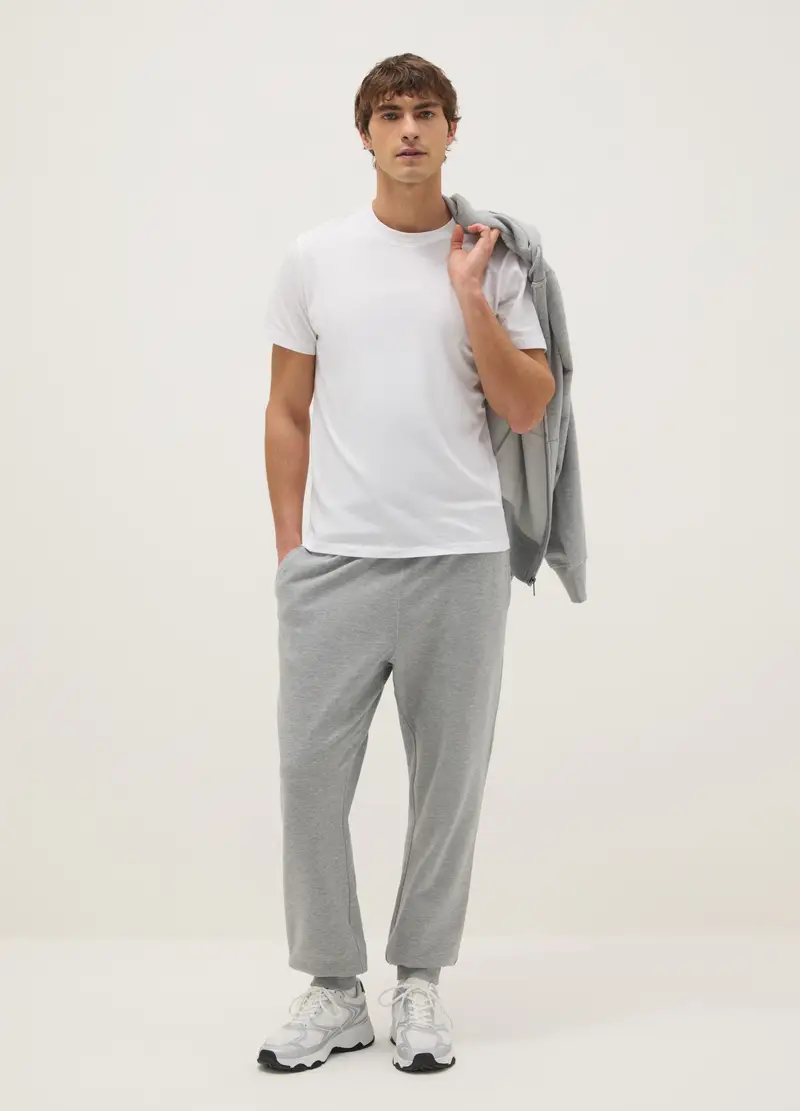 Pantaloni Jogger In Misto Cotone Grigio Regular Fit, Uomo, Grigio