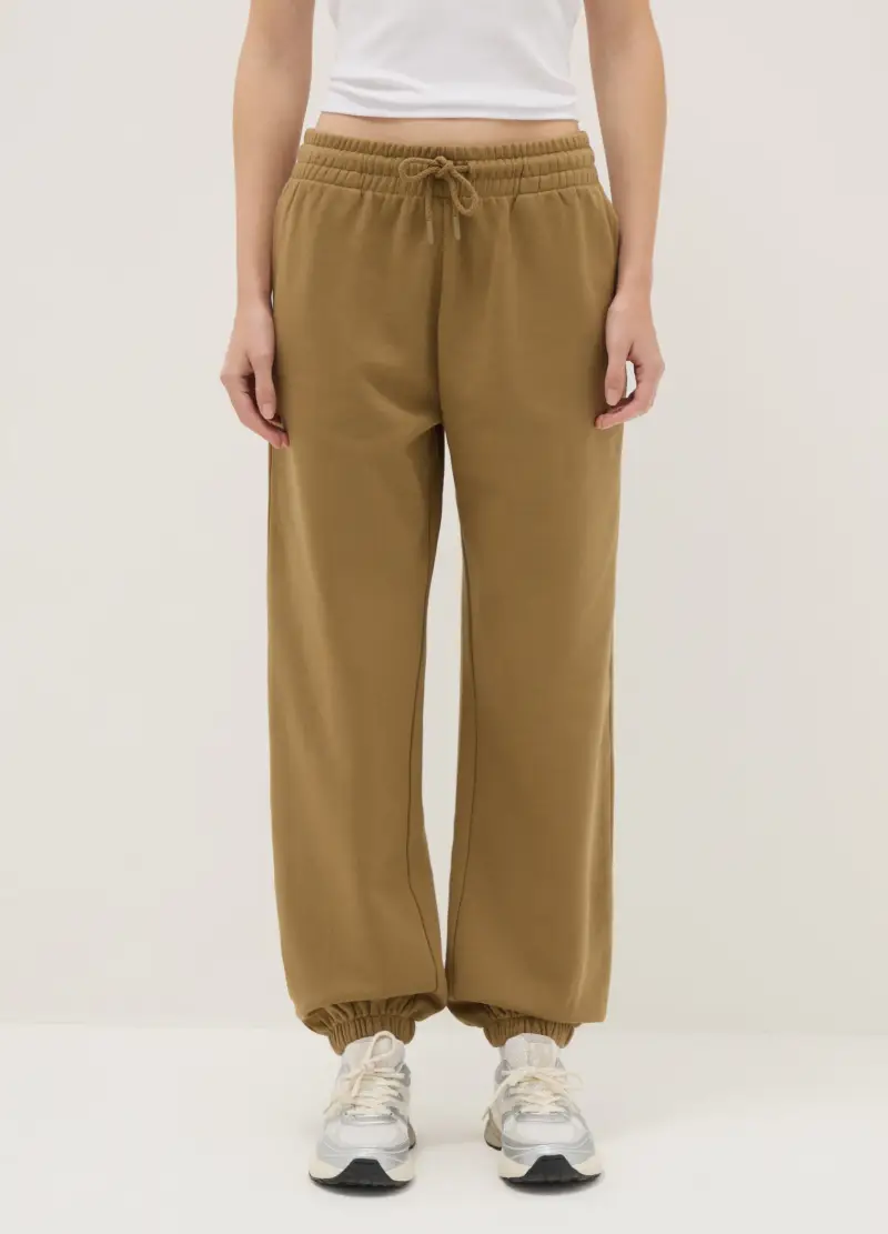 Pantaloni Jogger In Misto Cotone Marrone Regular Fit, Donna, Marrone miniatura 2