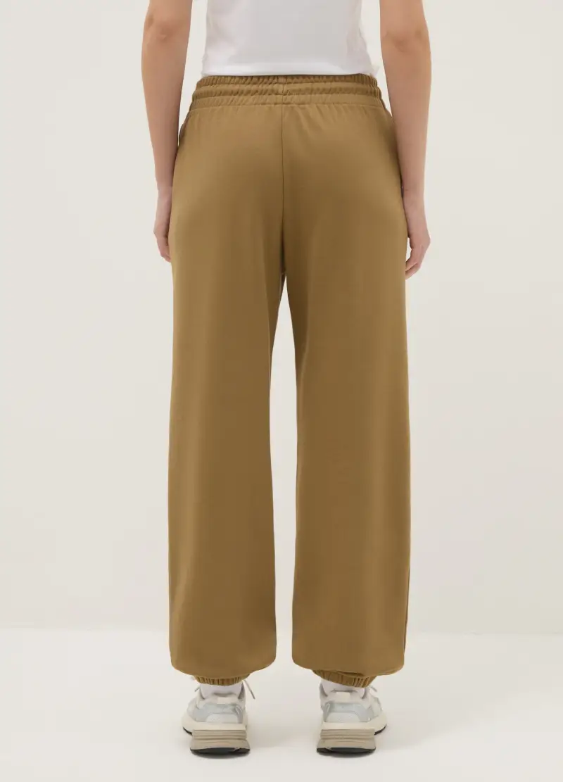 Pantaloni Jogger In Misto Cotone Marrone Regular Fit, Donna, Marrone miniatura 3