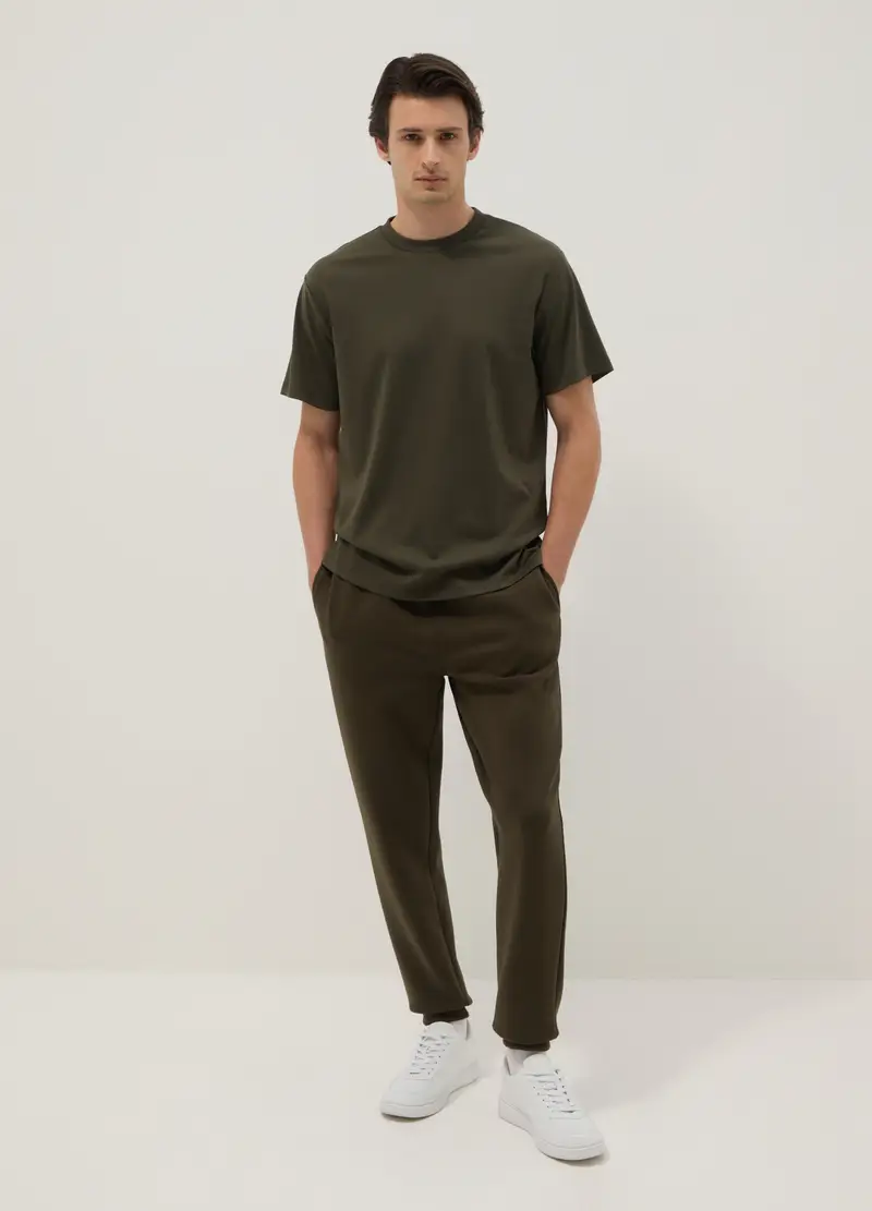 Pantaloni Jogger In Misto Cotone Marroni Regular Fit, Uomo, Marrone