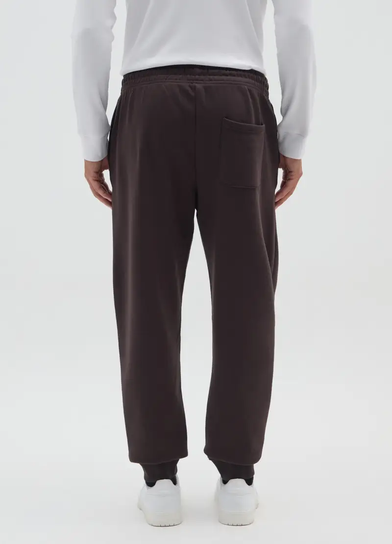 Pantaloni Jogger In Misto Cotone Marroni, Uomo, Marrone miniatura 3