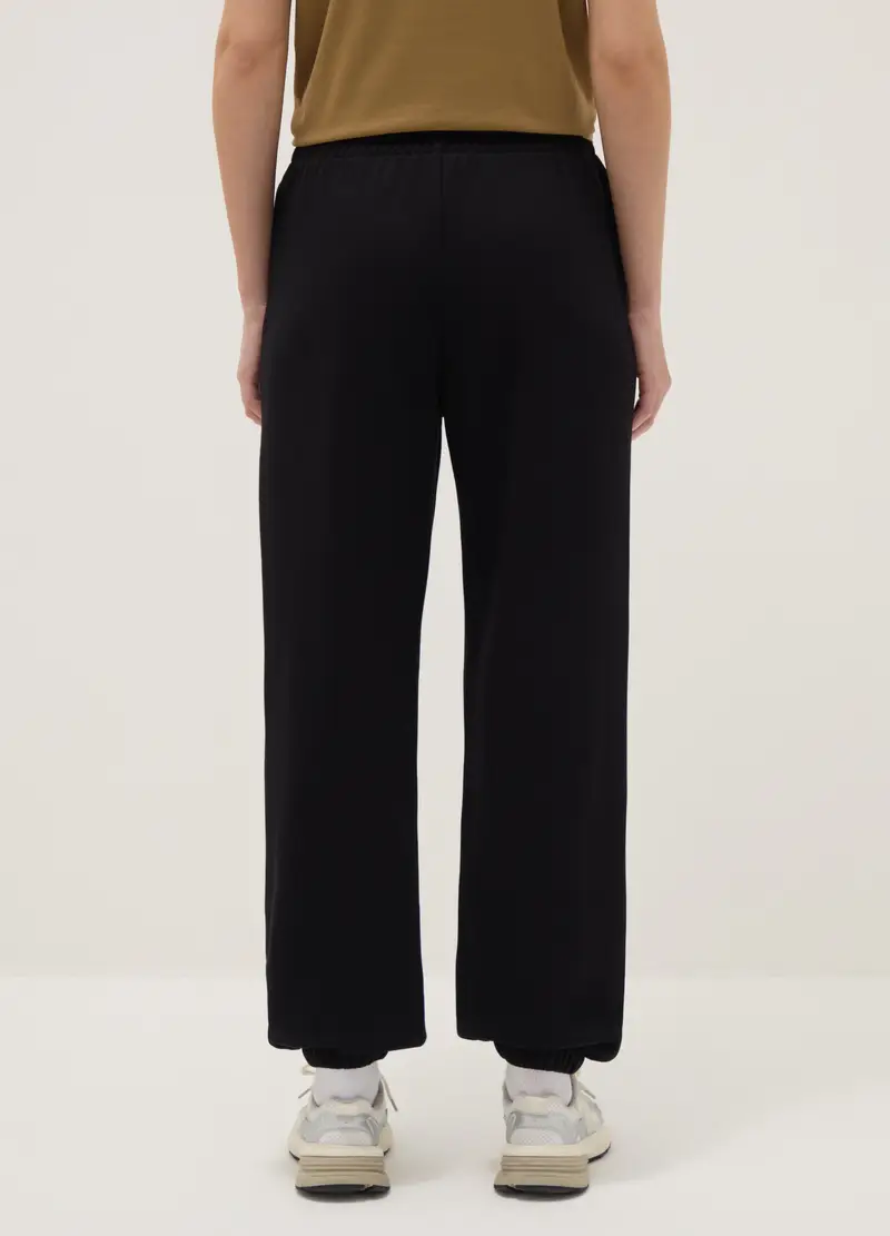 Pantaloni Jogger In Misto Cotone Nero Regular Fit, Donna, Nero miniatura 3