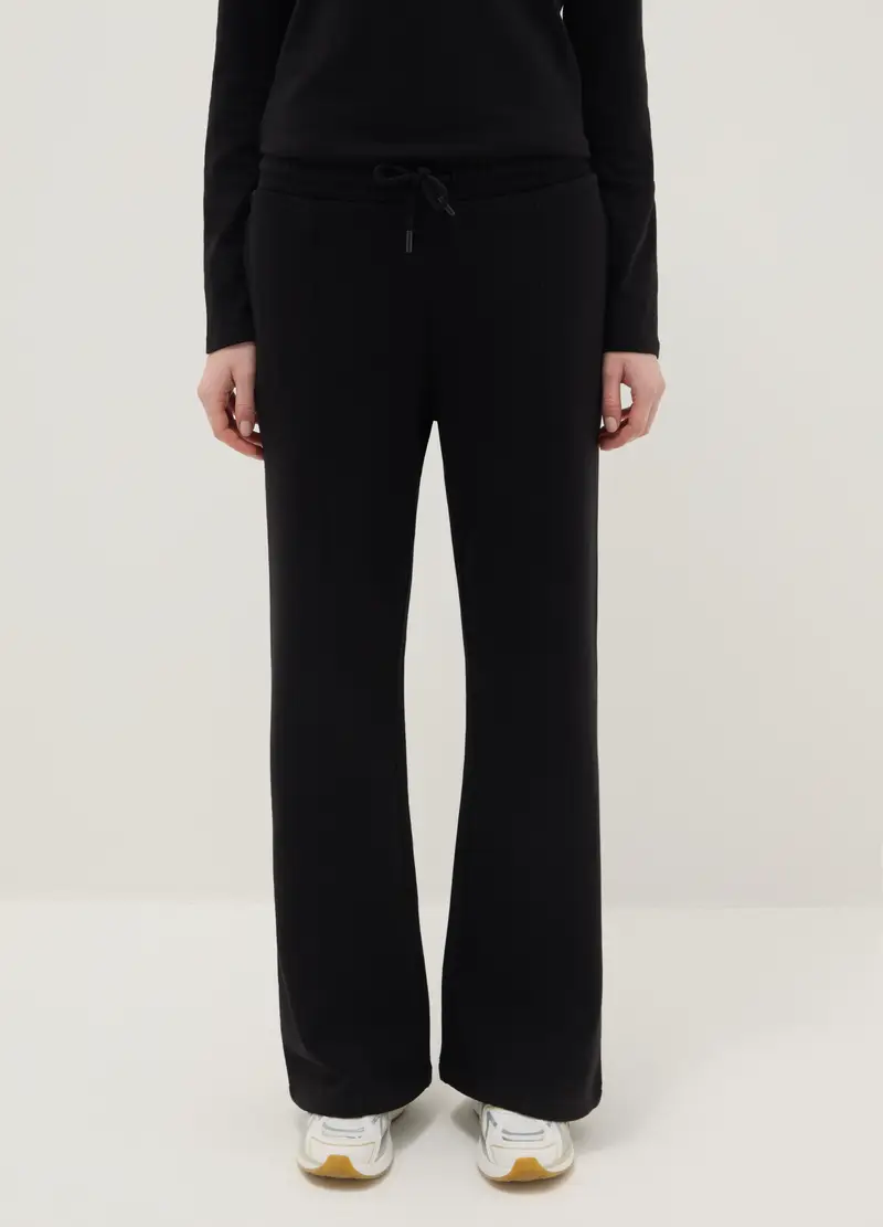 Pantaloni Jogger In Misto Cotone Nero Regular Fit, Donna, Nero miniatura 2