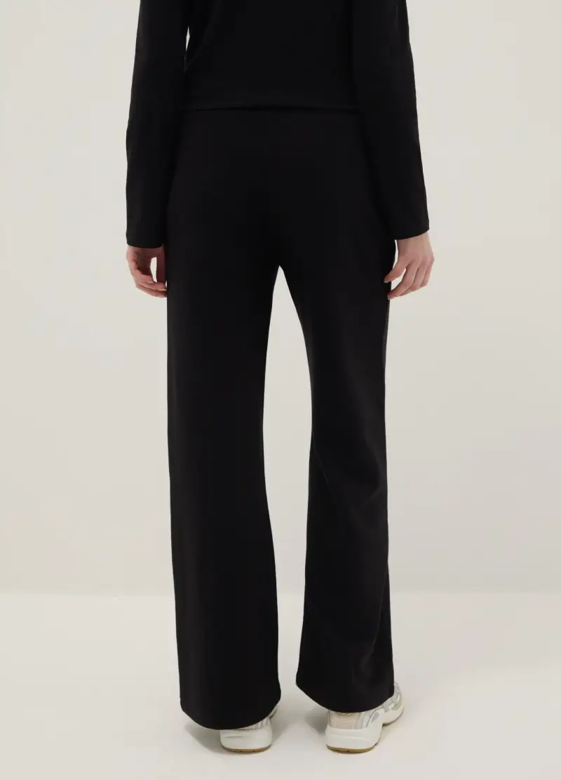 Pantaloni Jogger In Misto Cotone Nero Regular Fit, Donna, Nero miniatura 3