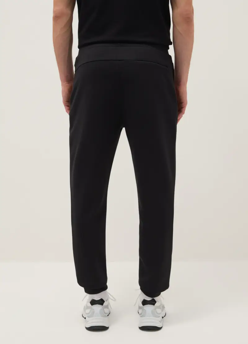 Pantaloni Jogger In Misto Cotone Nero Regular Fit, Uomo, Nero miniatura 3