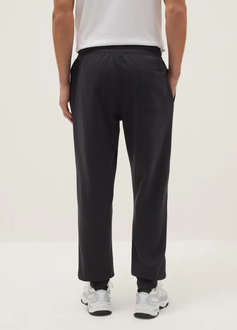 Pantaloni Jogger In Misto Cotone Nero Regular Fit, Uomo, Nero miniatura 3