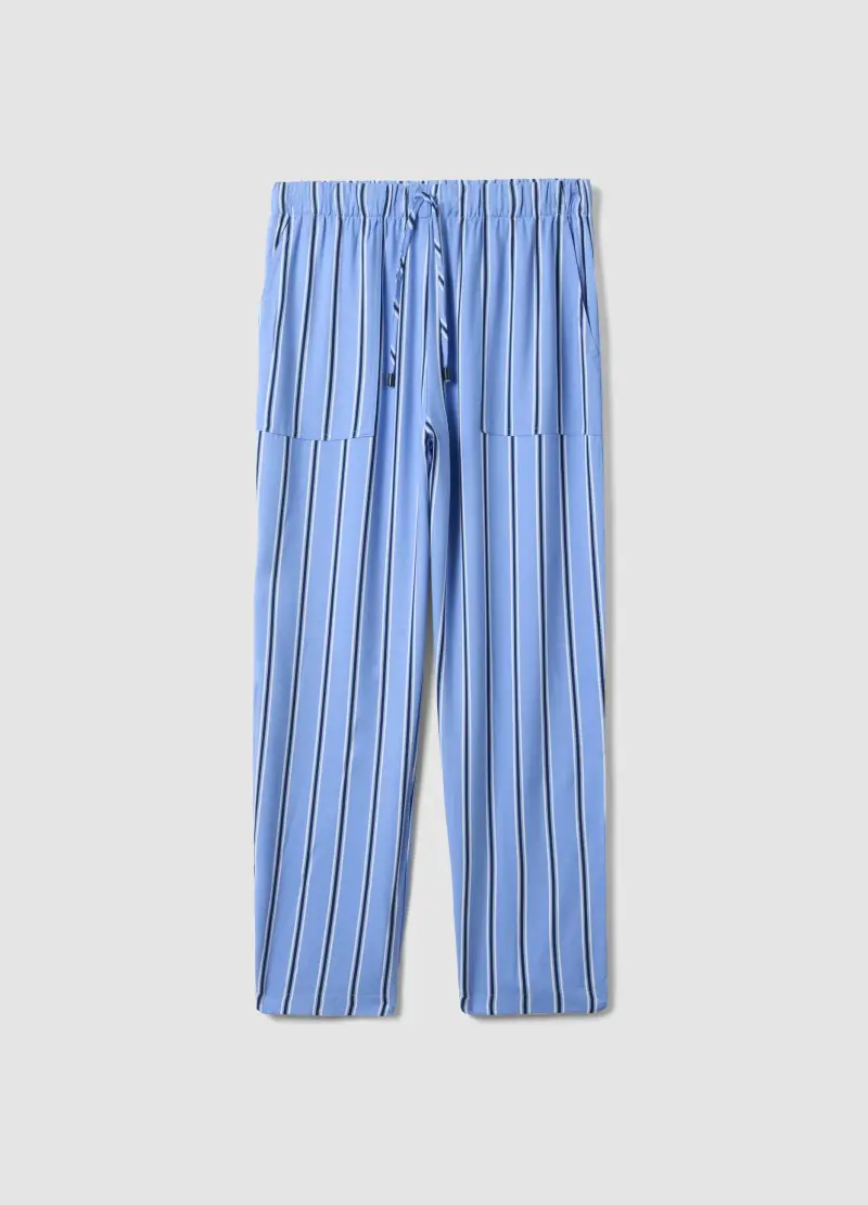 Pantaloni Jogger In Pura Viscosa A Righe Multicolor Regular Fit, Donna, Multicolor