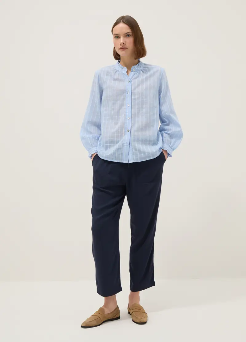 Pantaloni Jogger In Pura Viscosa Blu Regular Fit, Donna, Blu