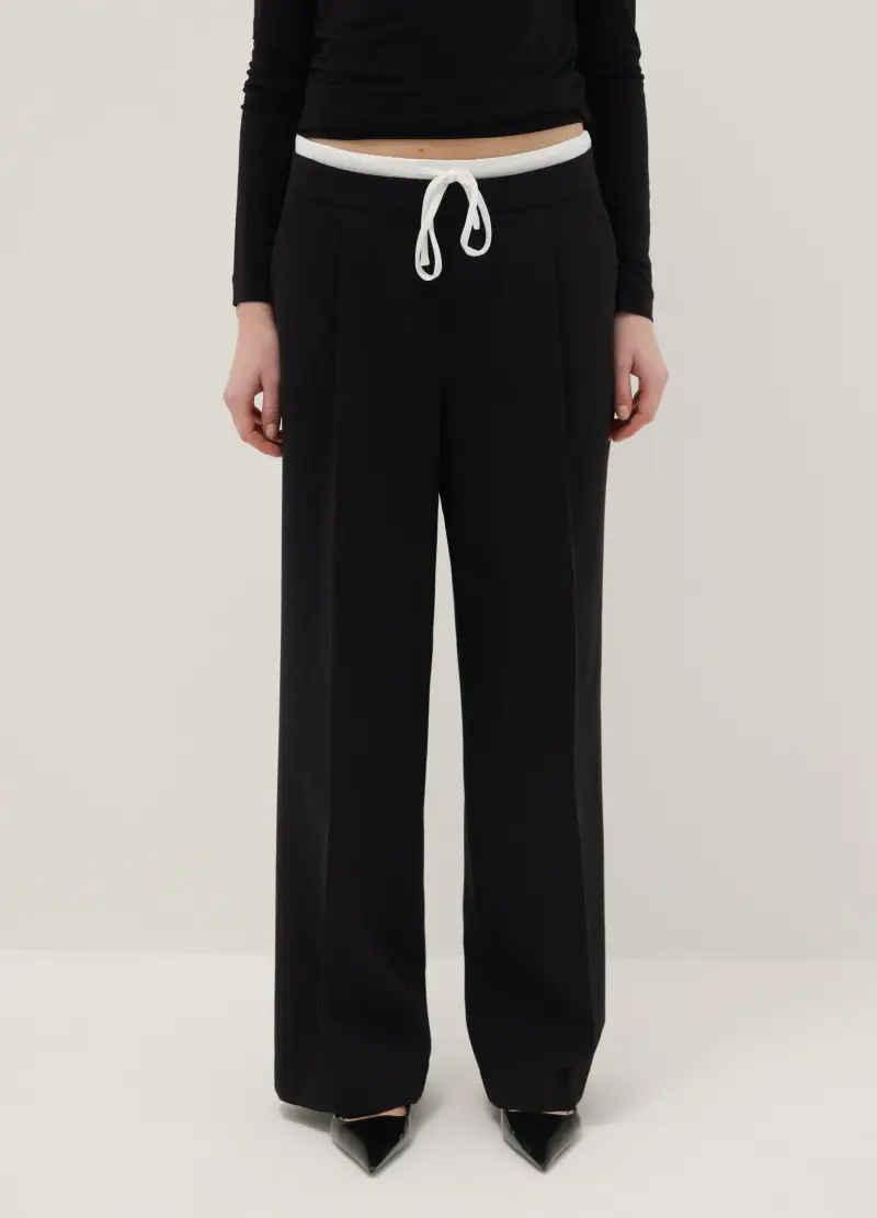 Pantaloni Jogger Neri Regular Fit Con Vita Elastica, Donna, Nero miniatura 2