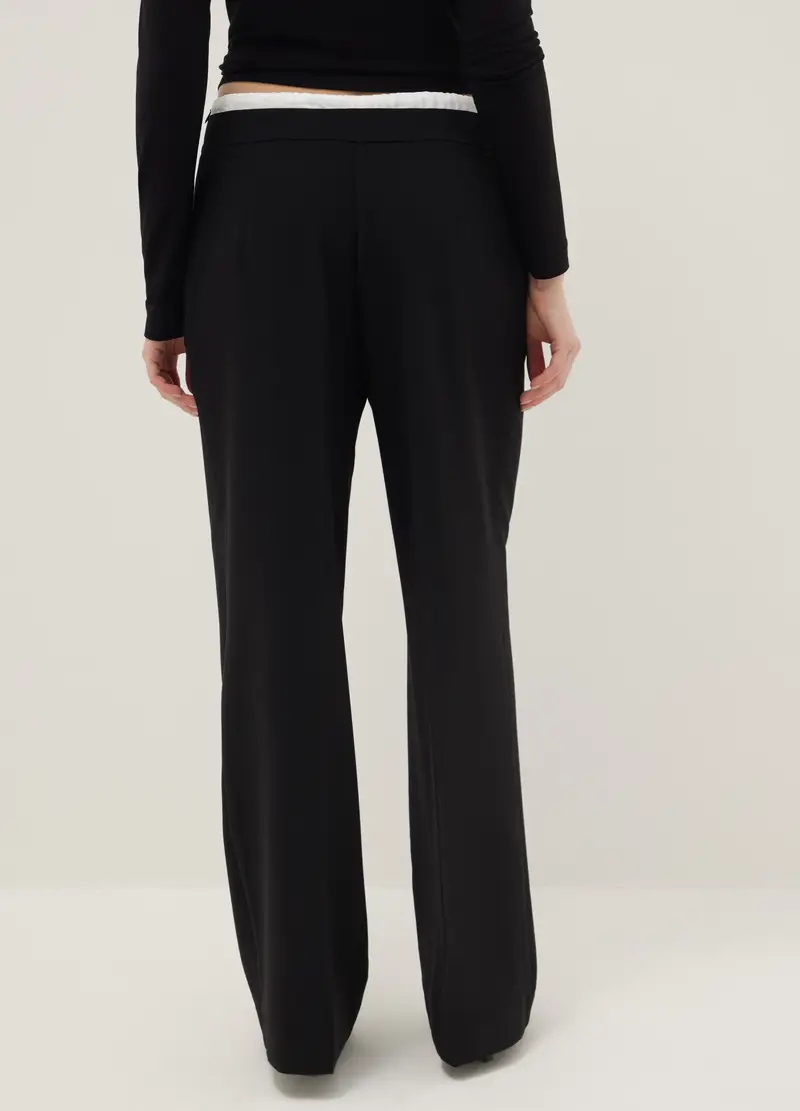 Pantaloni Jogger Neri Regular Fit Con Vita Elastica, Donna, Nero miniatura 3