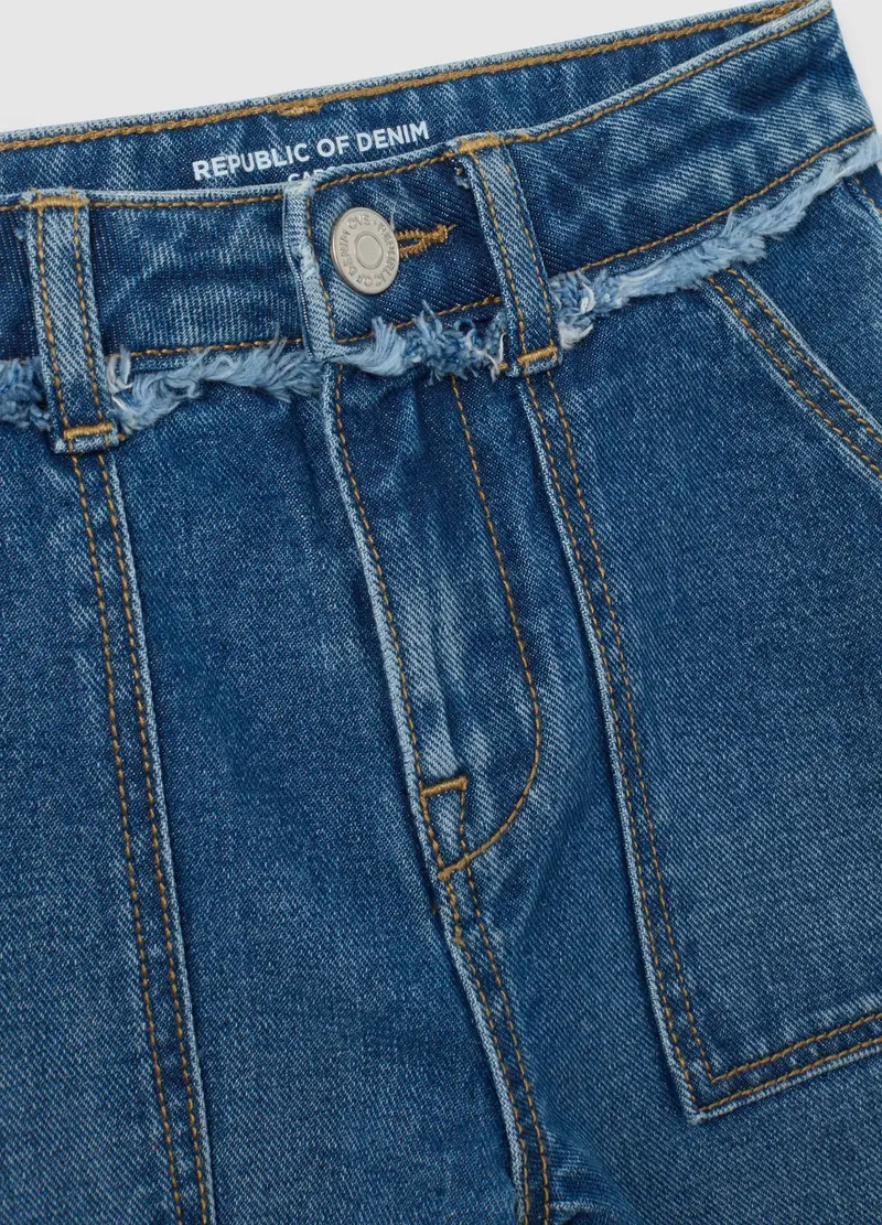 OVS, Pantaloni Larghi Da Bambina In Puro Cotone Denim, Denim, Taglia: 4-5 miniatura 3