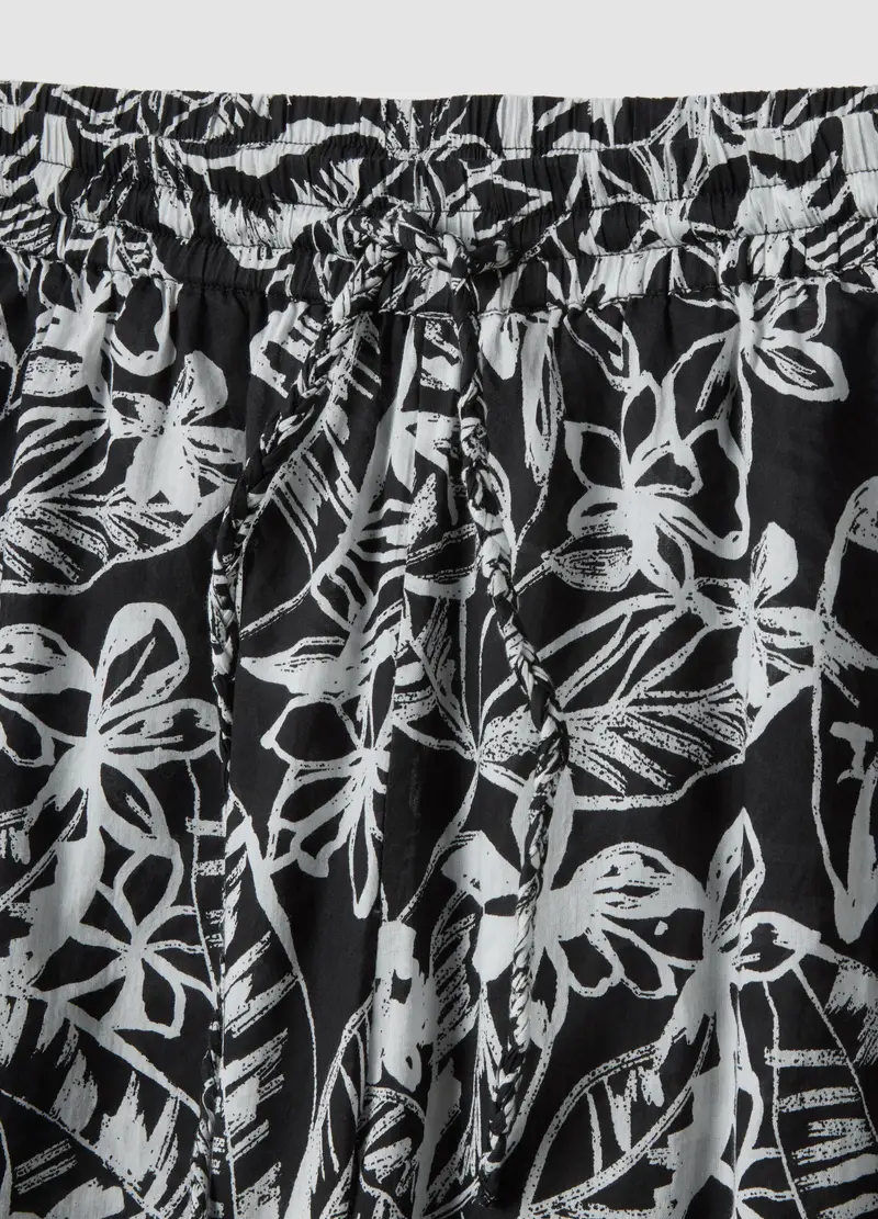 Pantaloni Lunghi In Puro Cotone Multicolor Con Fantasia Floreale, Donna, Multicolor miniatura 2