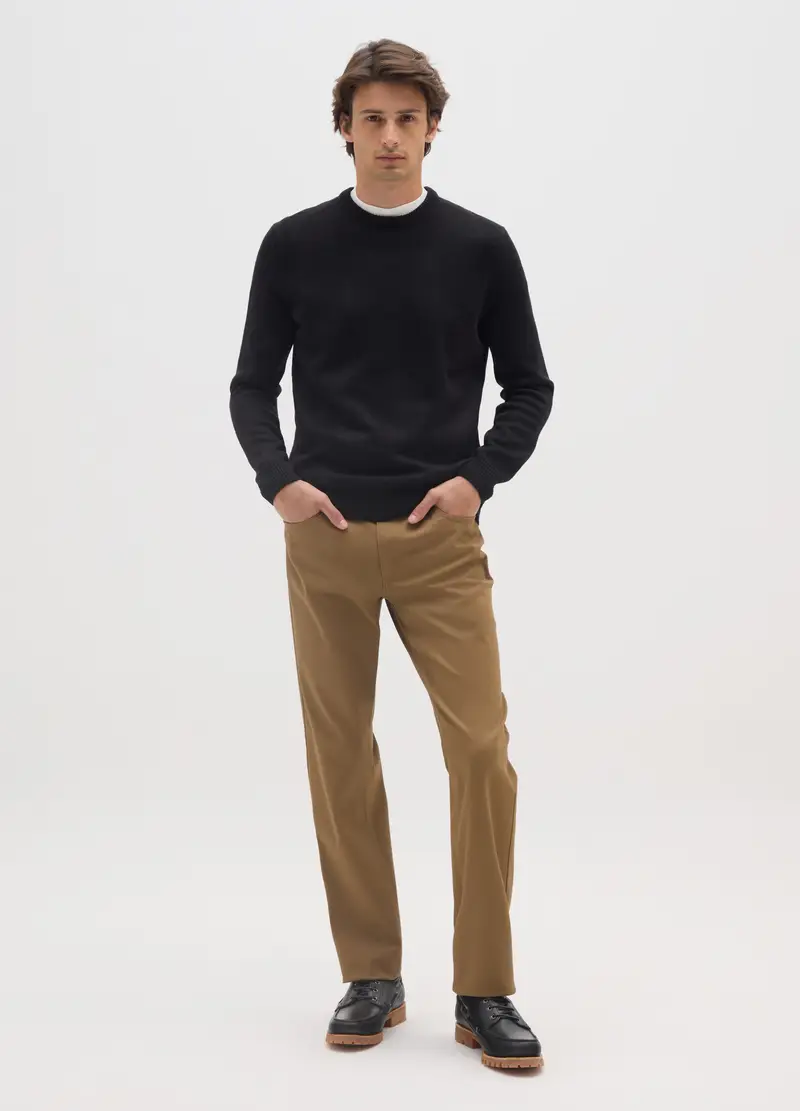 Pantaloni Marroni Con Cinque Tasche, Uomo, Marrone