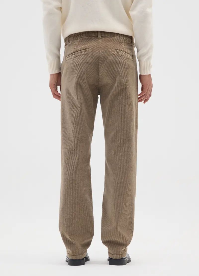 Pantaloni Marroni In Cotone Elasticizzato A Coste Regular Fit, Uomo, Marrone miniatura 3