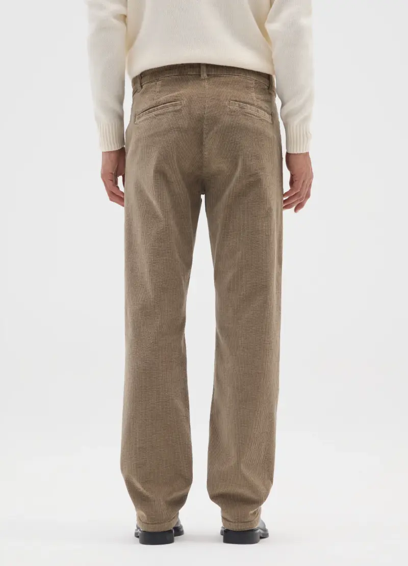 Pantaloni Marroni In Cotone Elasticizzato A Coste Regular Fit, Uomo, Marrone miniatura 3