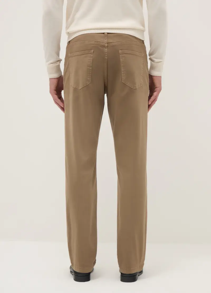 Pantaloni Marroni In Cotone Elasticizzato Regular Fit, Uomo, Marrone miniatura 3