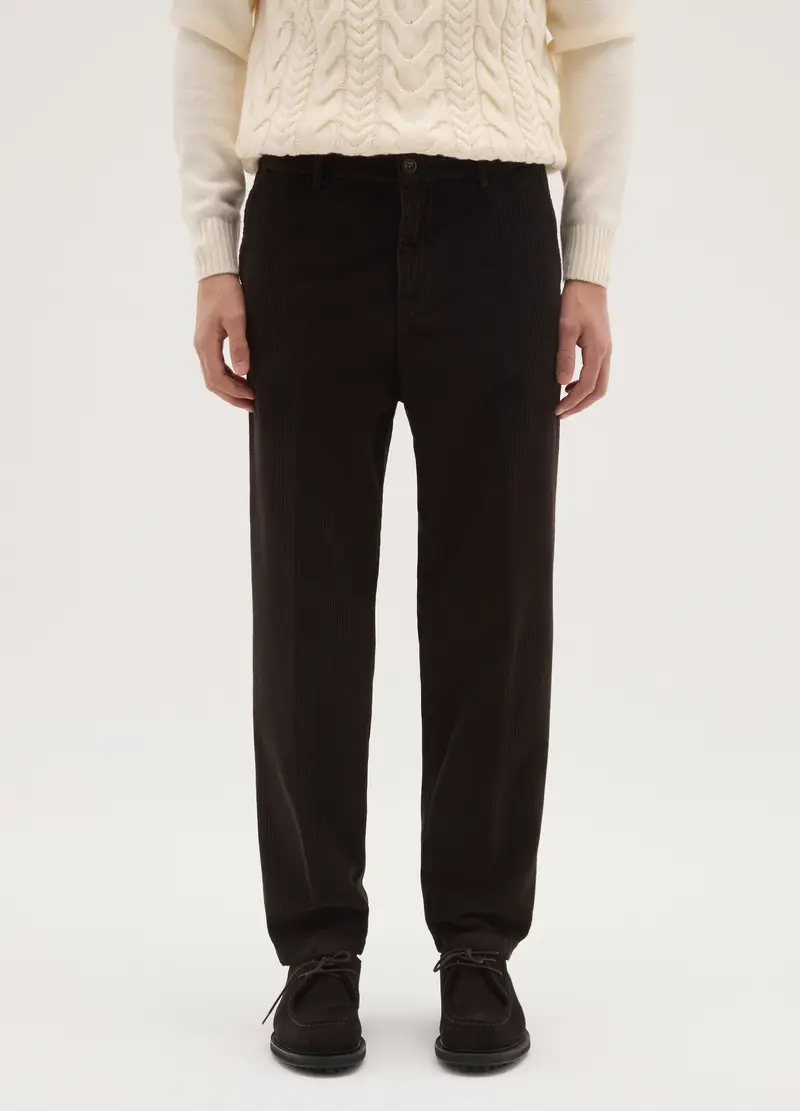 Pantaloni Marroni In Velluto A Coste Regular Fit, Uomo, Marrone miniatura 2