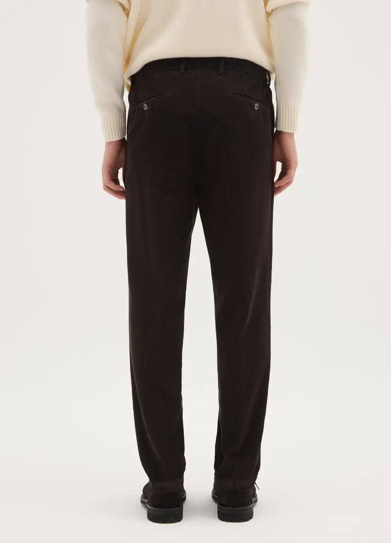 Pantaloni Marroni In Velluto A Coste Regular Fit, Uomo, Marrone miniatura 3