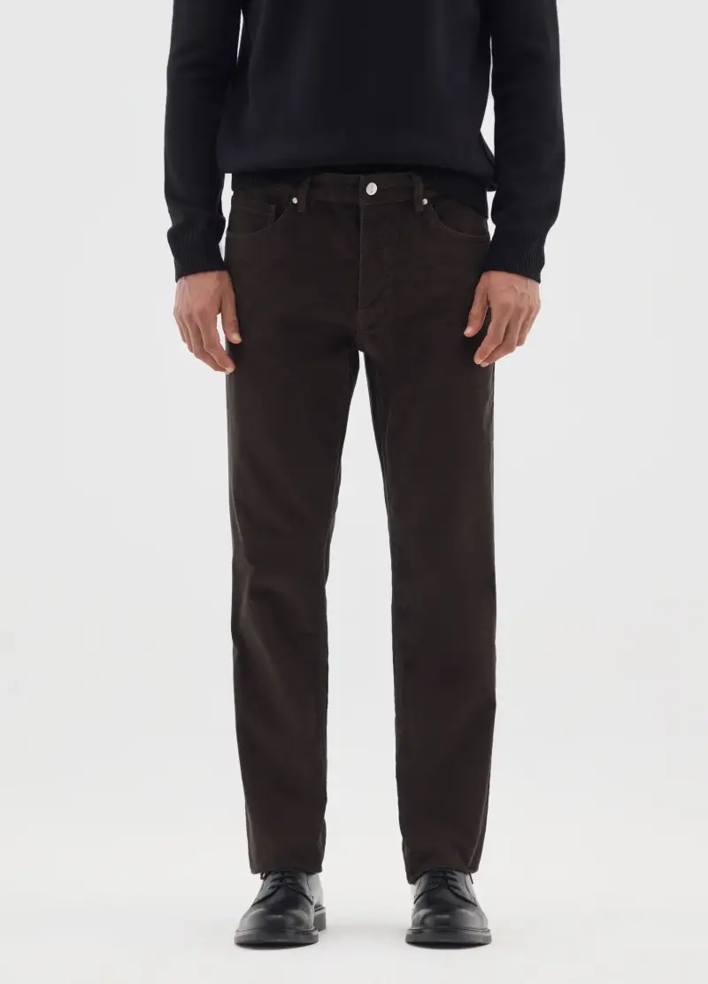 Pantaloni Marroni In Velluto A Coste Slim Fit, Uomo, Marrone miniatura 2