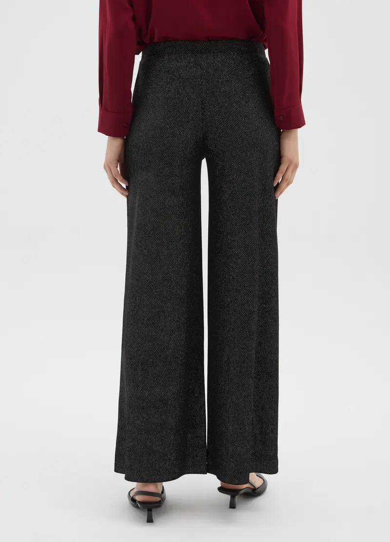 Ovs Pantaloni Neri A Gamba Larga Con Glitter Donna miniatura 3