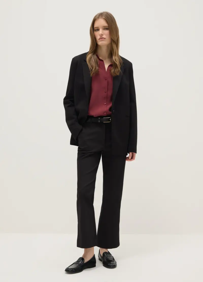 Pantaloni Neri Elasticizzati Regular Fit, Donna, Nero