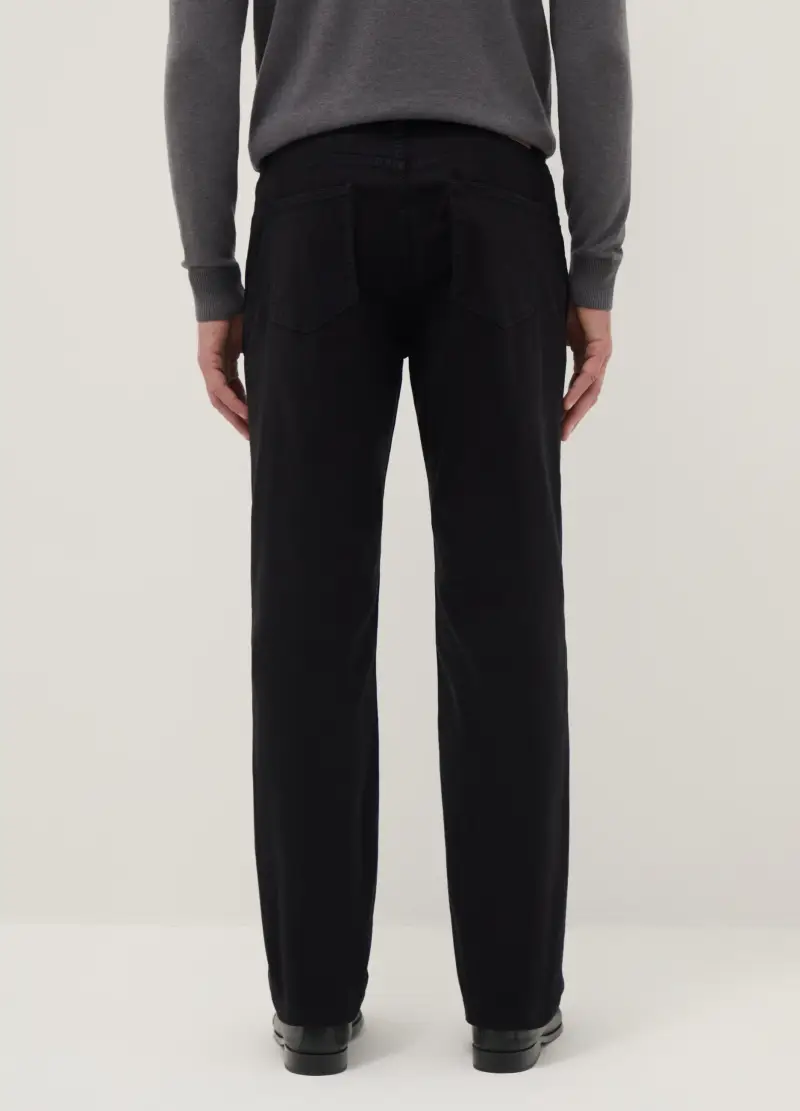 Pantaloni Neri In Cotone Elasticizzato Regular Fit, Uomo, Nero miniatura 3