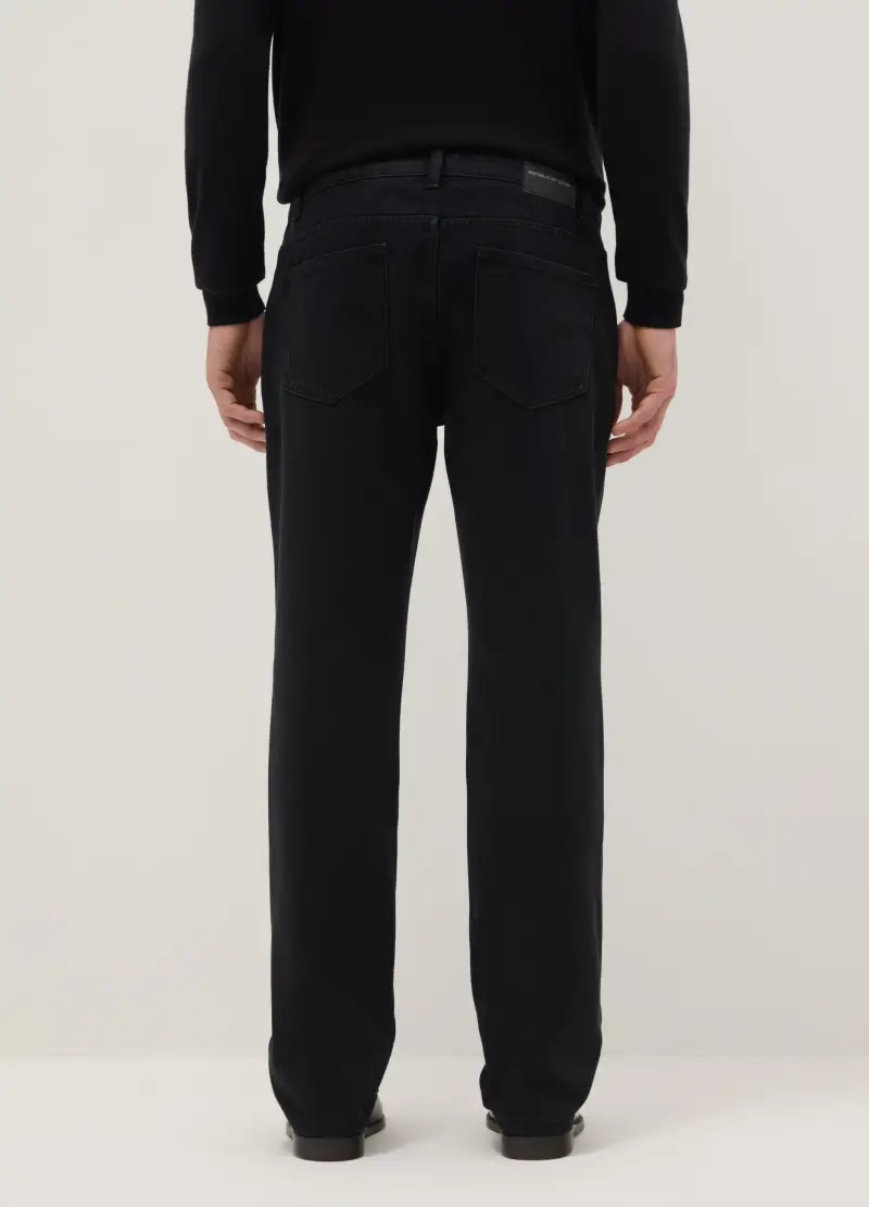 Pantaloni Neri In Misto Cotone Regular Fit, Uomo, Nero miniatura 3