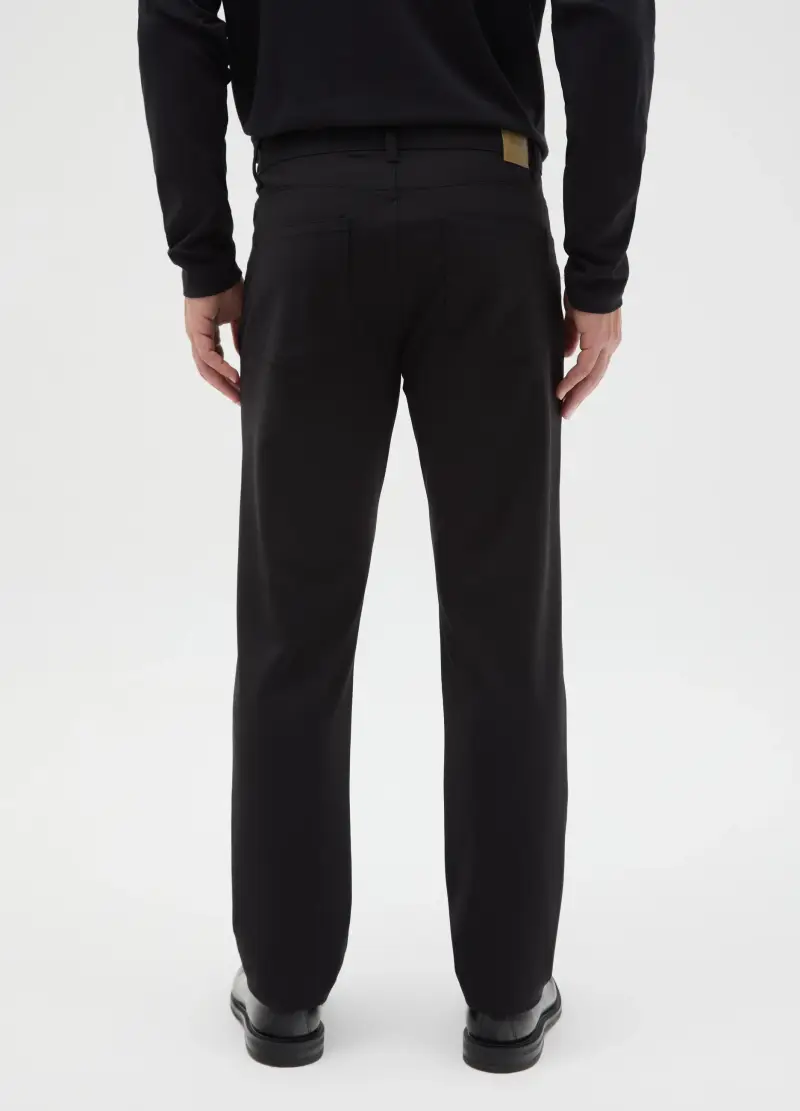 Pantaloni Neri In Misto Cotone Slim Fit, Uomo, Nero miniatura 3