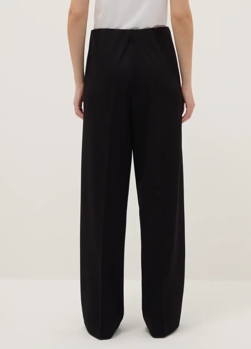 Pantaloni Neri In Misto Viscosa Elasticizzata, Donna, Nero miniatura 3