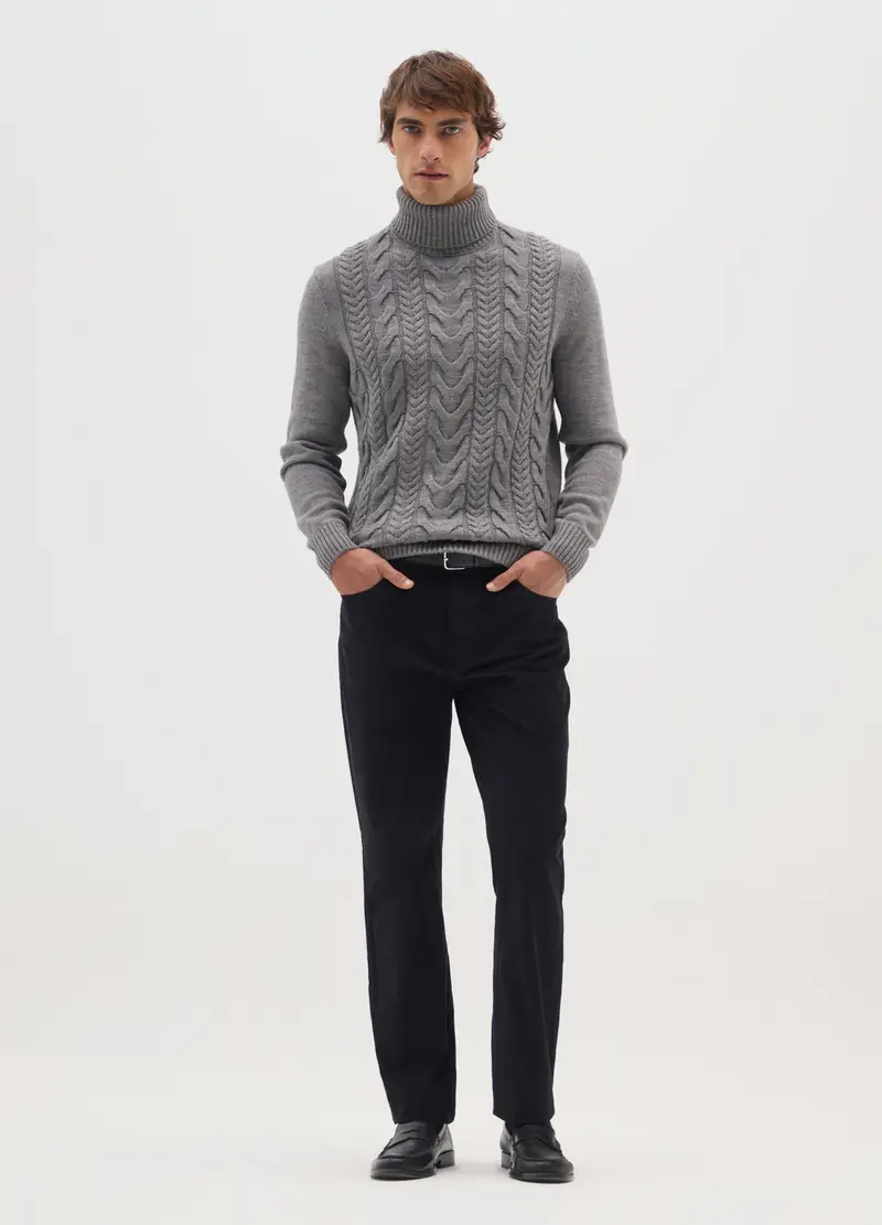 Pantaloni Neri In Velluto A Coste Slim Fit, Uomo, Nero