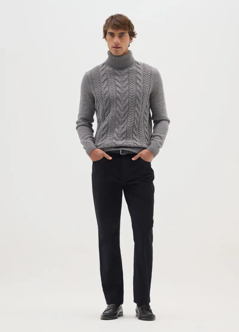 Pantaloni Neri In Velluto A Coste Slim Fit, Uomo, Nero