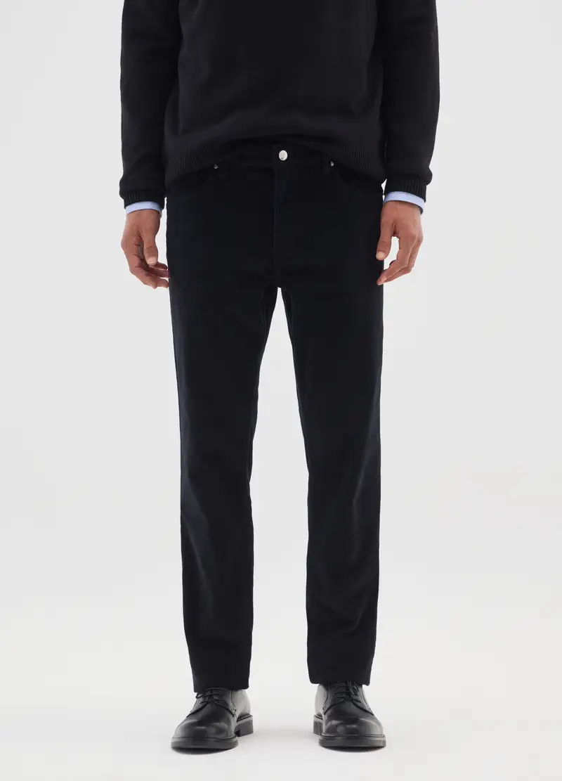 Pantaloni Neri In Velluto A Coste Slim Fit, Uomo, Nero miniatura 2