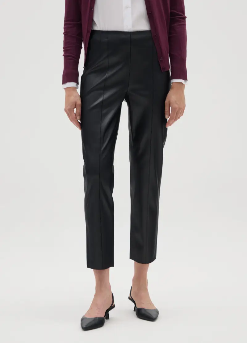 Pantaloni Neri Regular Fit, Donna, Nero miniatura 2