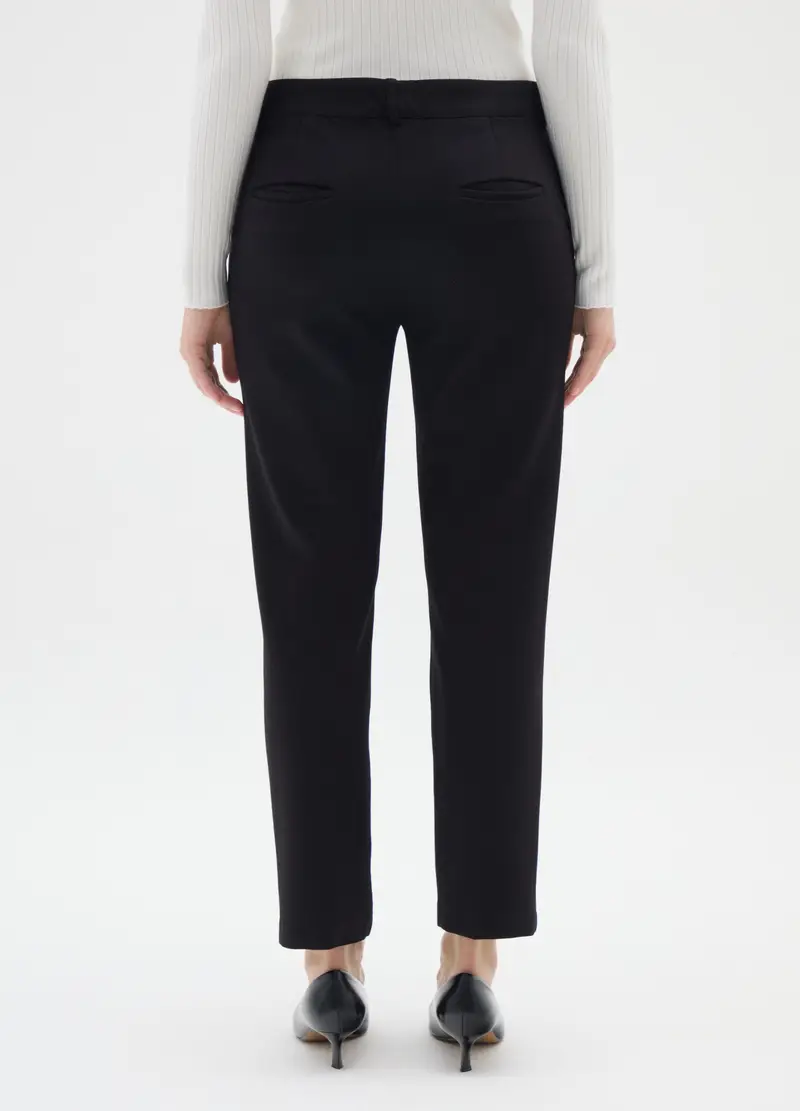 Pantaloni Neri Slim In Tessuto Elasticizzato, Donna, Nero miniatura 3