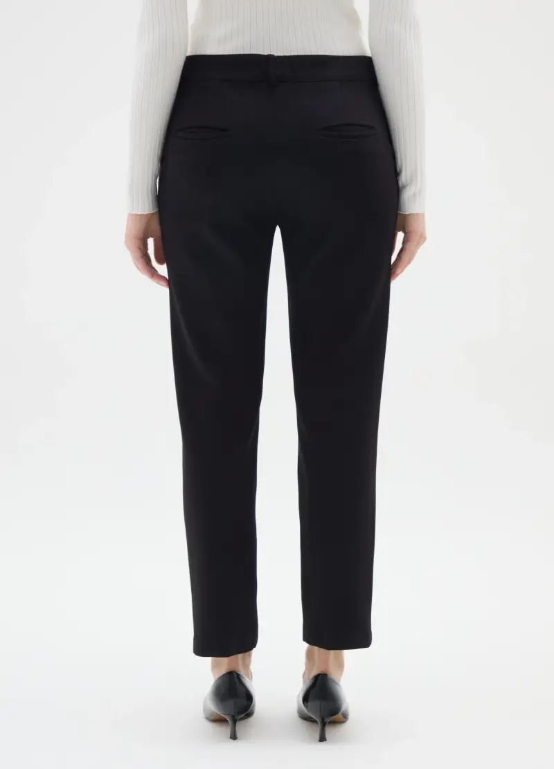 Pantaloni Neri Slim In Tessuto Elasticizzato, Donna, Nero miniatura 3