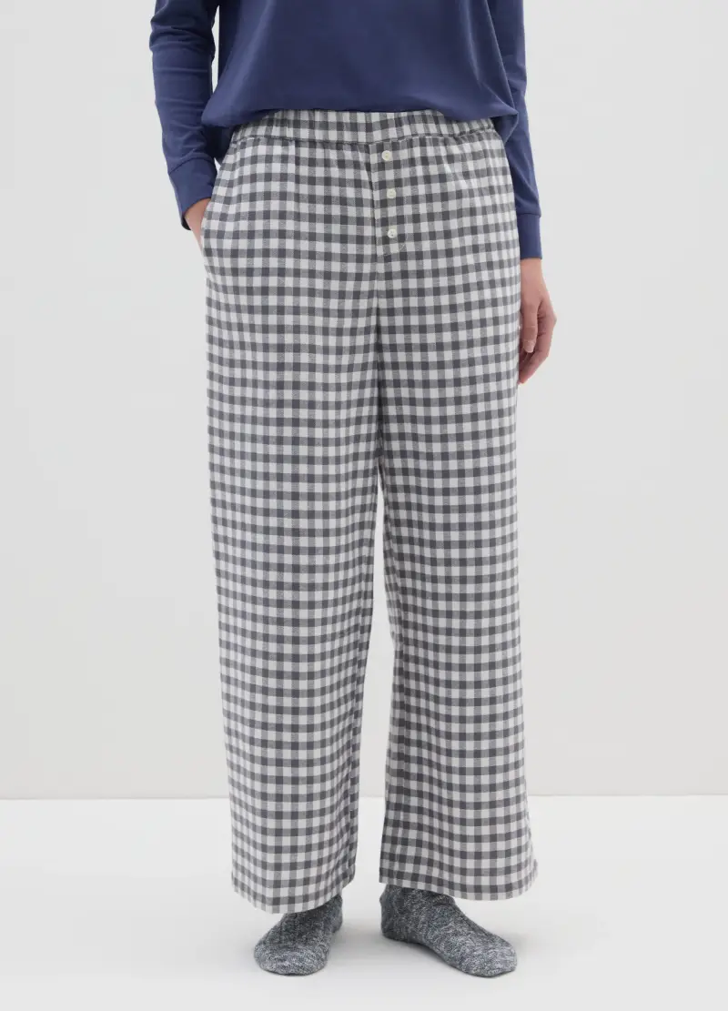 Pantaloni Pigiama A Quadri Multicolor In Cotone E Flanella Regular Fit, Donna, Multicolor miniatura 2