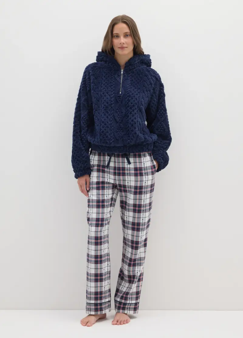 Pantaloni Pigiama A Quadri Multicolor In Flanella Multicolor Regular Fit, Donna, Multicolor