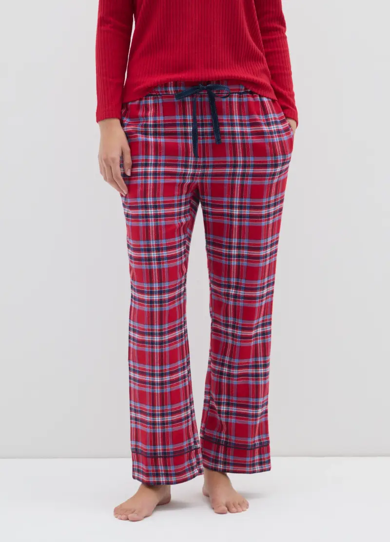 Pantaloni Pigiama A Quadri Multicolor In Flanella Multicolor Regular Fit, Donna, Multicolor miniatura 2